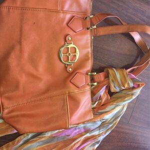 Joy & Iman Orange Tote with Gold Details